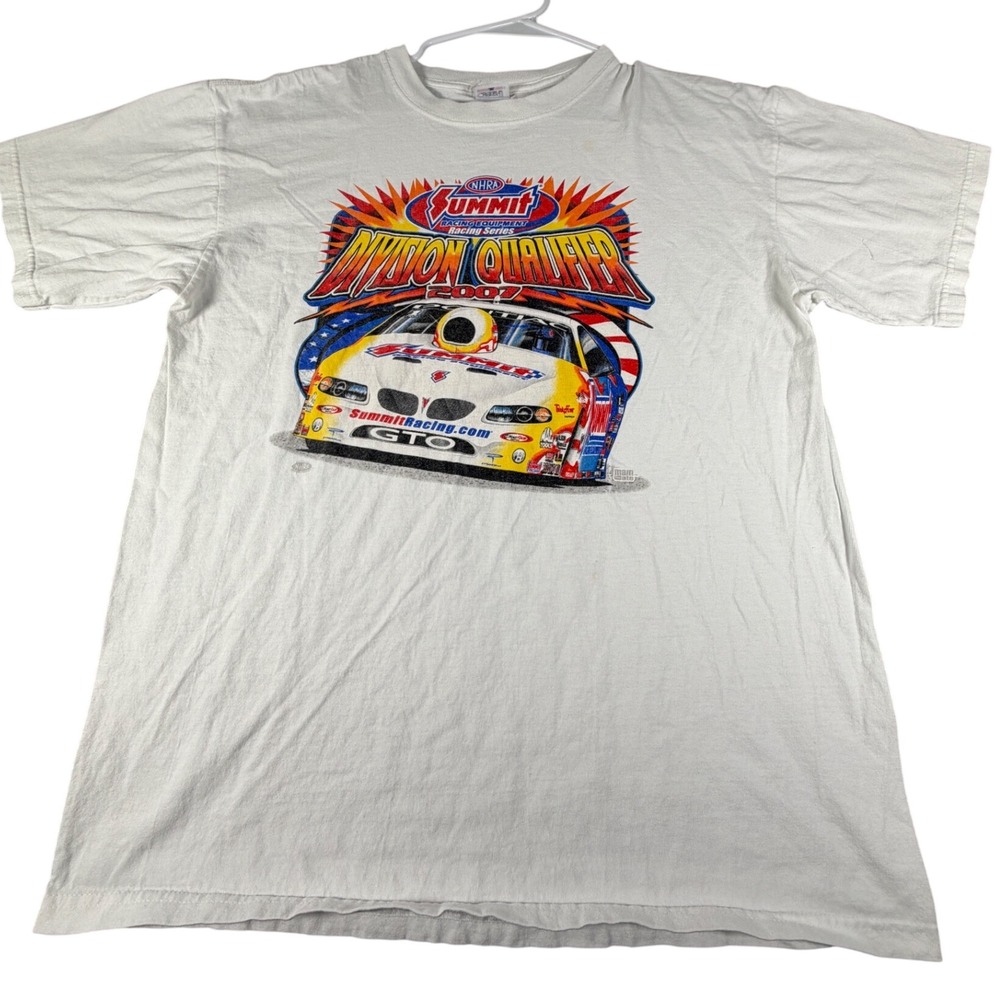 Vintage 2007 NHRA Summit Racing Division Qualifier GTO T-Shirt Mens Large White
